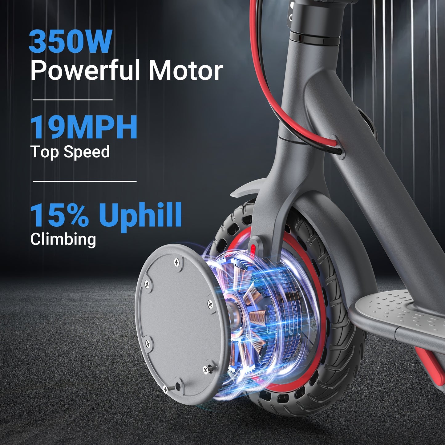 LADPED Electric Scooter LP80, 350W 36V, 8.5" Solid Tires, 19 Mile Range And 3 Modes, High Speed For Teens And Adults, Foldable And Height Adjustable, Designed For Beginners- Ideal For Travel, City Streets, Parks, Or Campus Pa