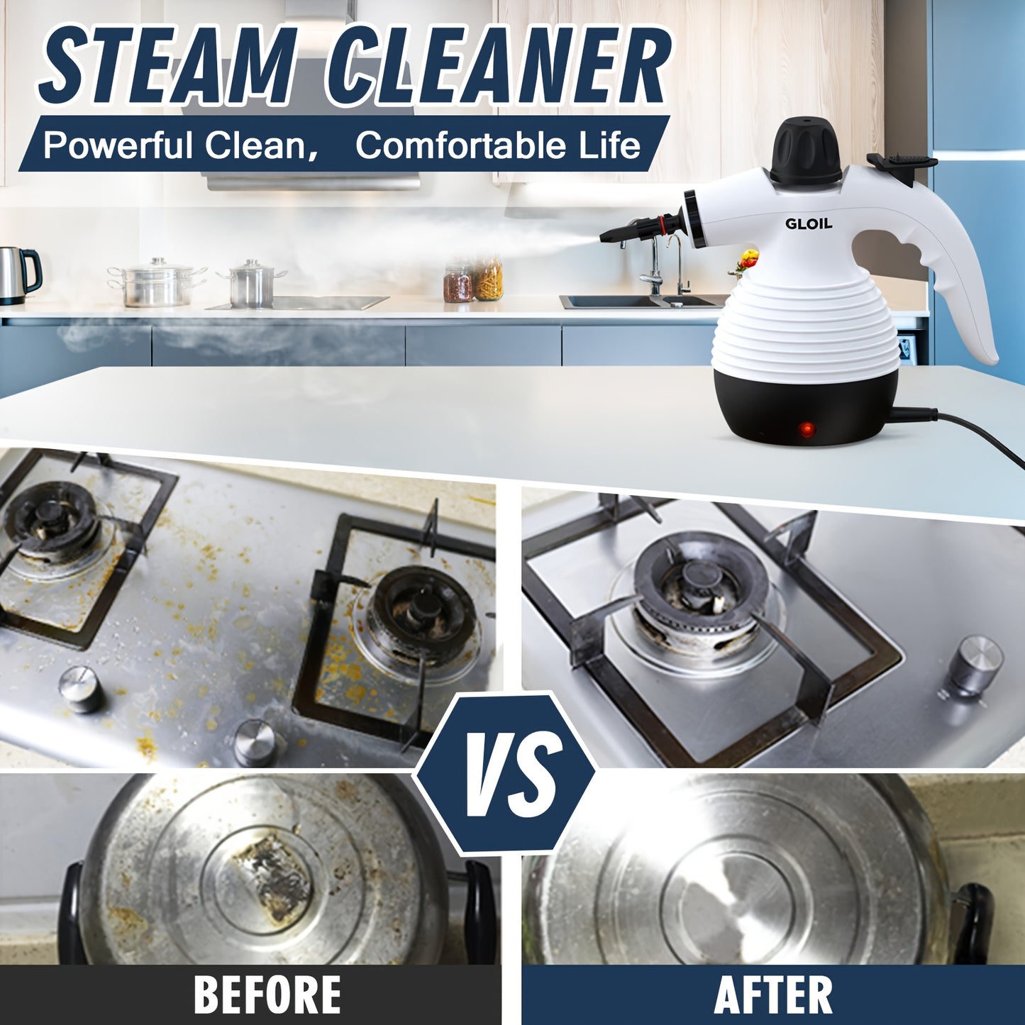 Hand-held Steam Cleaner, Steam Boiler Cleaning, Household Multi-purpose Portable Steam Cleaner, With Safety Lock And 10 Accessory Kits, Can Remove Dirt, Oil Stains, Etc., Saving Time And Effort.
