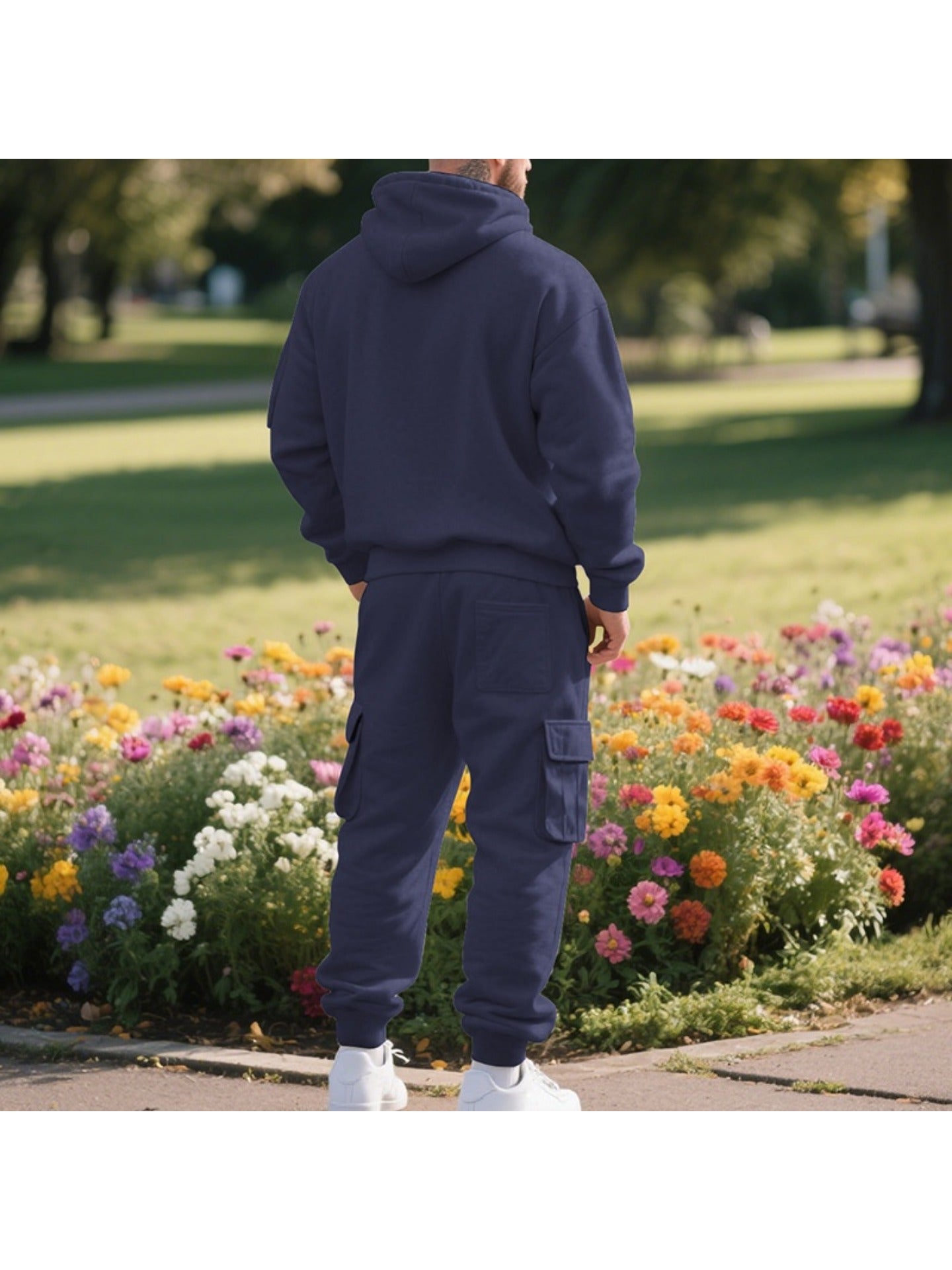 1 Set 2pcs Men's Athletic Casual Tracksuit - Fleece Lined Hooded Long Sleeve Pullover Sweatshirt & Pocketed Sports Pants, Warm Fleece Lining with Breathable Fabric, Perfect for Daily Wear, Outdoor Activities, Home Leisure - M