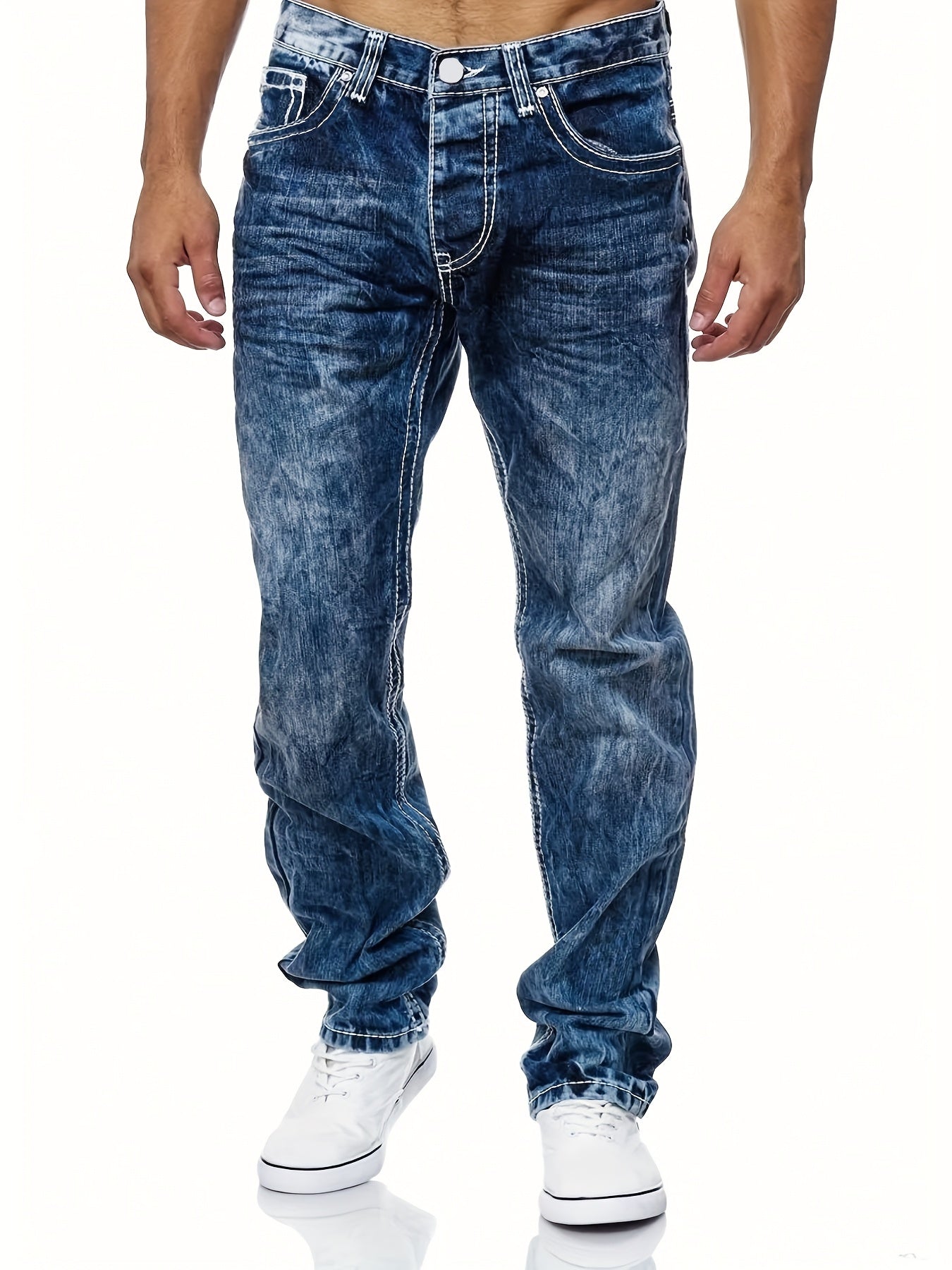 Men's High Quality Straight Leg Jeans - Perfect For Daily Commutes And Casual Outings