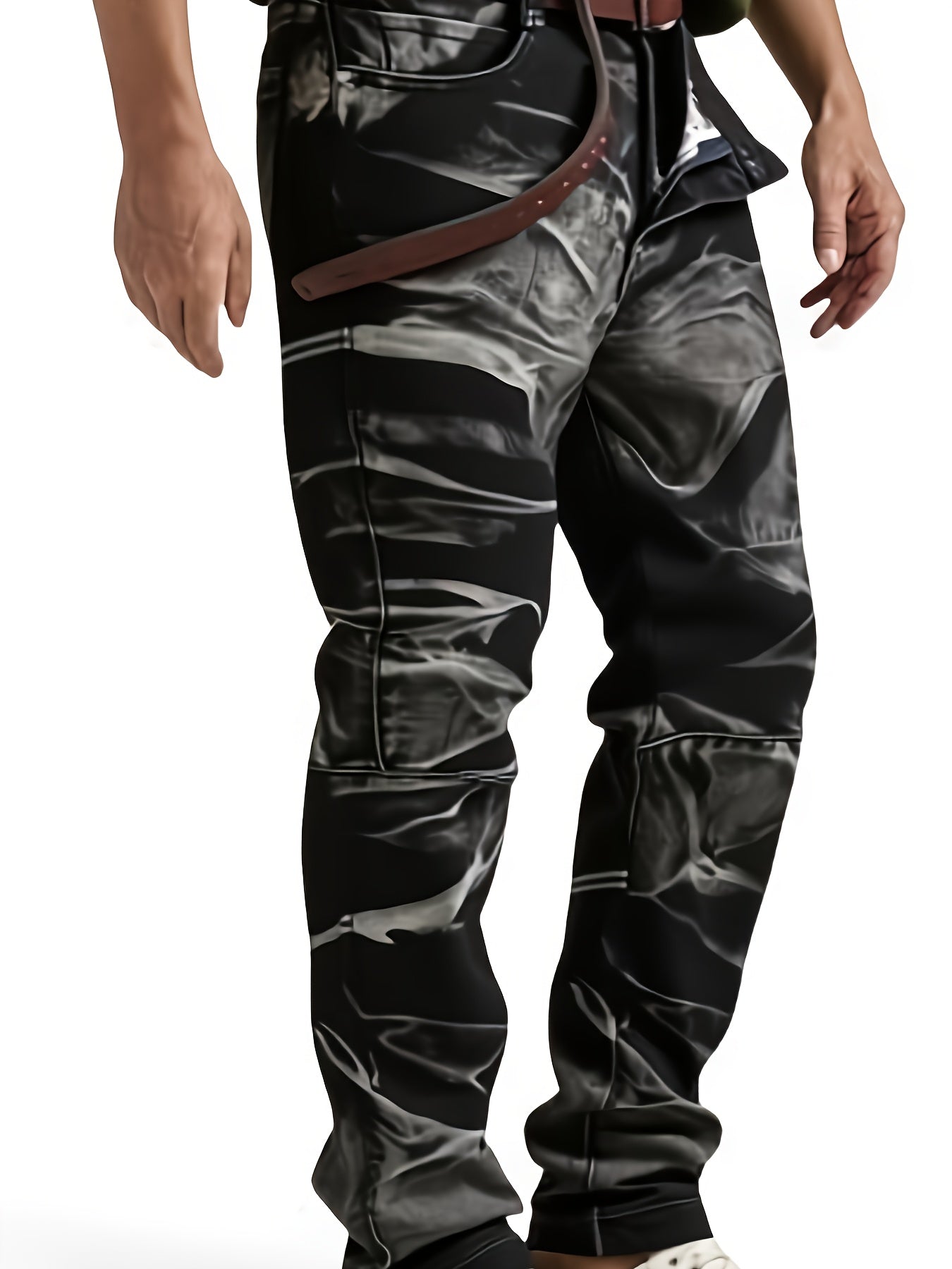HME Men's Stretch Jeans - Mid-Rise Slim Straight Leg with Tie-Dye Black/White Pattern, Built-in YKK Zipper Closure, Machine Washable Denim Pants for Everyday & Formal Wear - Streetwear Essentials, Versatile Clothing, Vintage