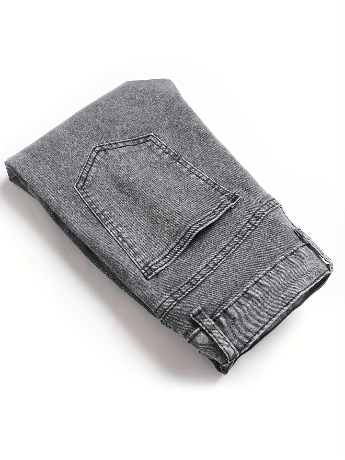 Men's Slim Fit Stretch Denim Jeans - Medium Stretch Comfort, Multiple Pockets & Distressed Details with Accents, Machine Washable Casual Pants for All-Season Wear, Versatile Clothing, Modern Style, Comfortable Material, Urban