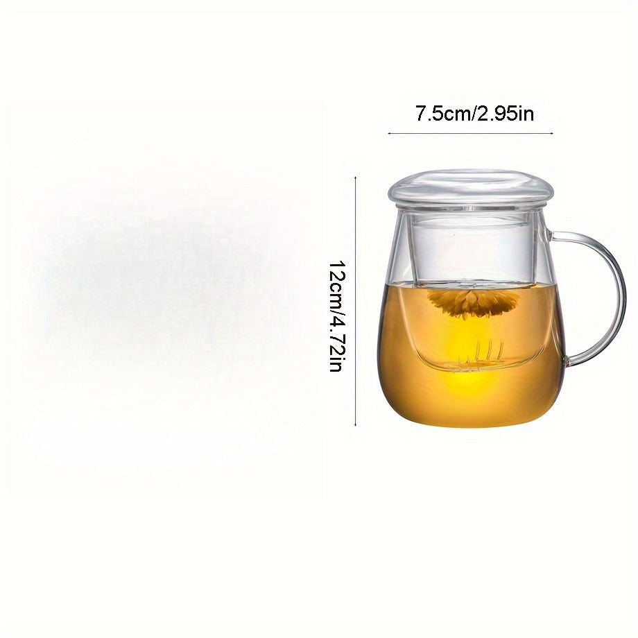 LDQ 1pc Infusion Mugs Glass Tea Cup with Infuser and Lid, High Borosilicate Glass Tea Cup for Loose Leaf Tea, Blooming Tea, Tea Bag Perfect for Christmas, Halloween, Thanksgiving, Tea Mug, Lidded Tea Mug, Stylish Infuser Mug,