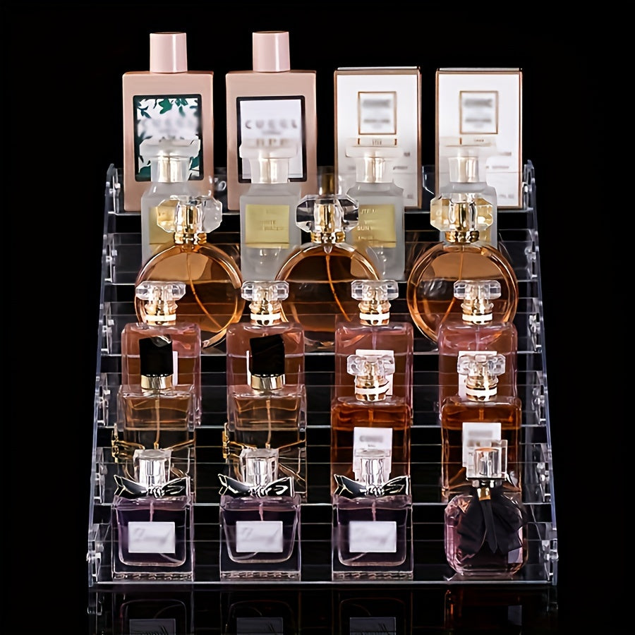 1pc Boho Style Clear Acrylic Display Stand, Multi-Tier Cosmetic Organizer for Nail Polish, Lipstick, Perfume - Durable Plastic, No Power Needed