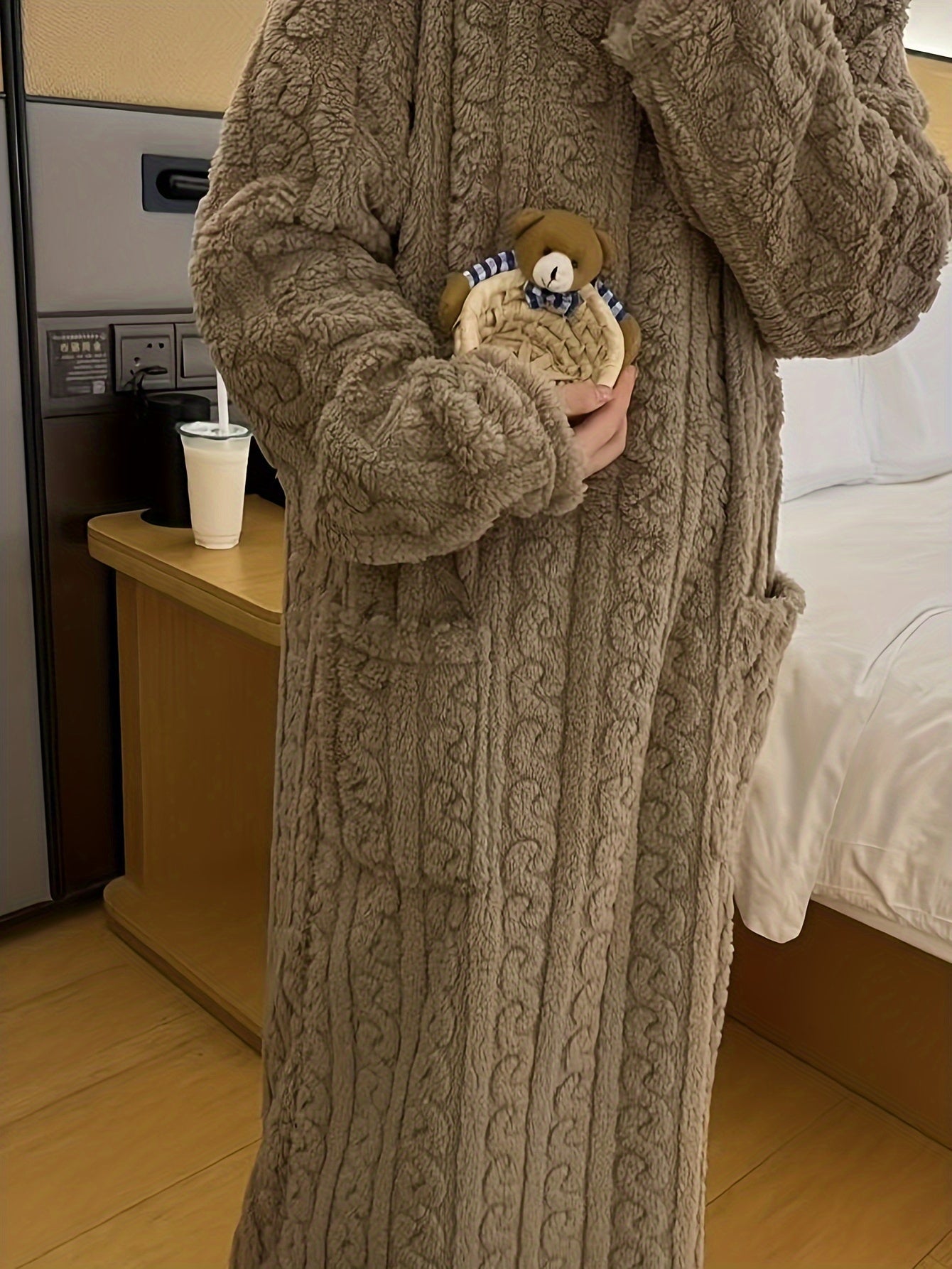 [Ultra-Soft Sleeprobe] Ultra-Soft Women's Heavy-Duty Coral Fleece Sleeprobe | Long Robe with Pockets, Non-Sheer Winter Nightgown for Cold Weather, Machine Washable Loungewear for Home, Spa, Lounge - Plush Robe, Cozy Home Atti