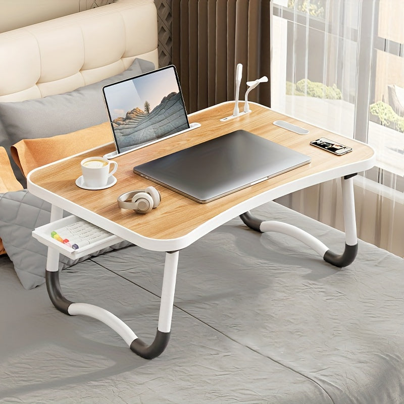 Ultra Large Portable Laptop Bed Table - Multi Functional Tray Holder with Cup Holder And Drawer, USB, Fan, And Light - Perfect for Eating, Reading, And Writing on Beds, Sofas, Floors - Stable, Durable, And Foldable