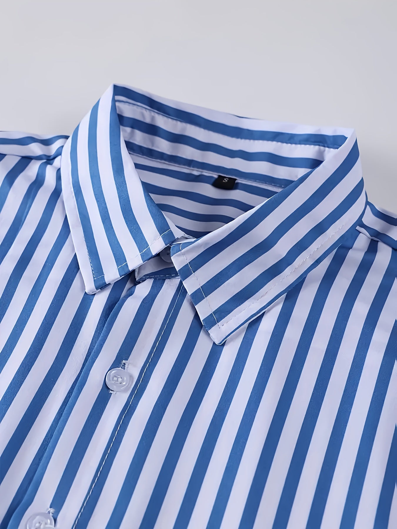 Men'S Long Sleeve Dress Shirt - Classic Button-Up Formal & Everyday Shirt, Easy-Care Button Front Placket, Office, Wedding, Party Attire - Autumn/Winter Clothing for Men, Office Attire, Striped Pattern, Comfortable Fit, Versa
