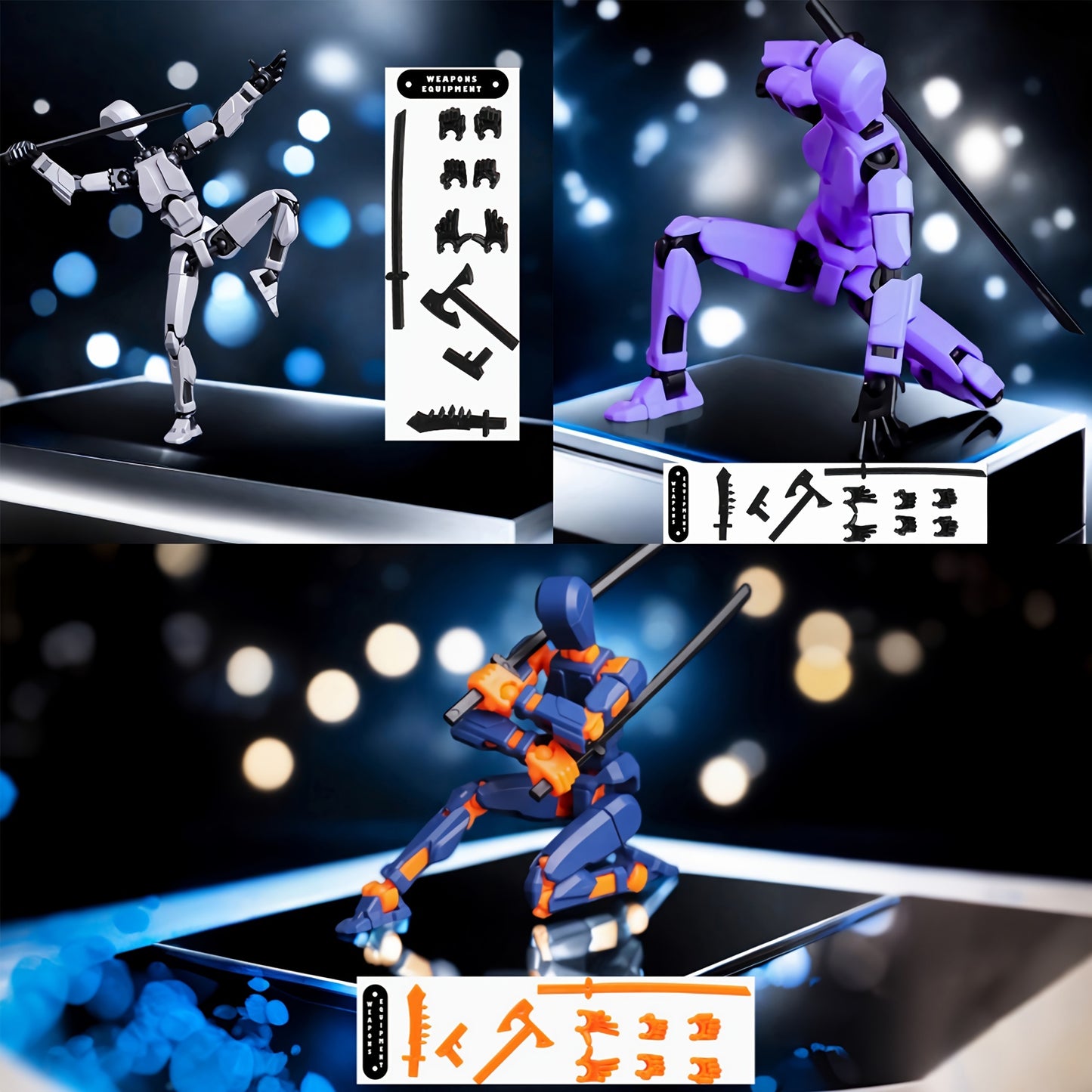 Poseable Action Figures Multi-Pack – 3 or 5 Figure Sets (Fixed Color Combinations)
