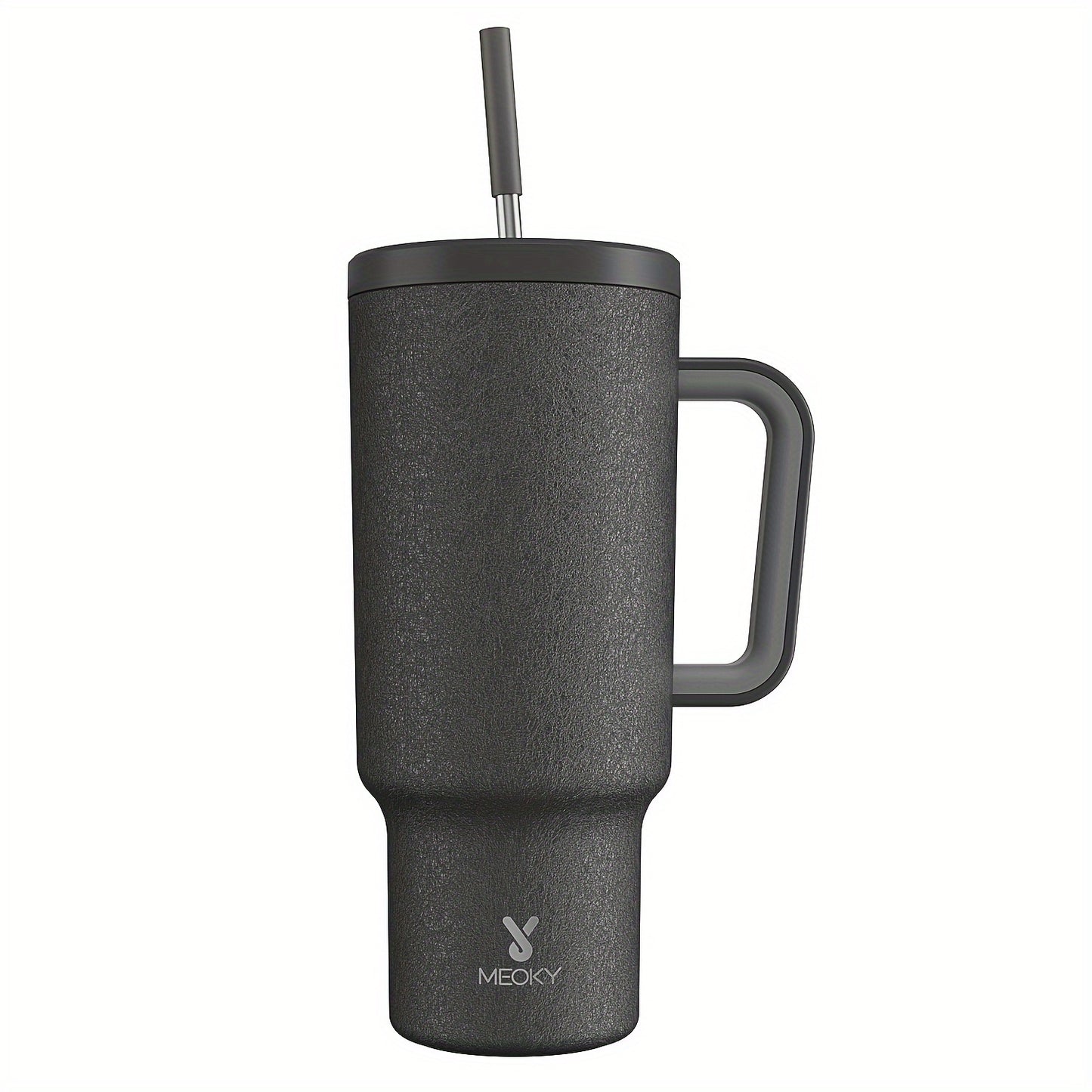 1pc Stainless Steel Insulated Coffee Mug, Handle Mug with Leakproof Lid and Straw, Portable for Outdoor Camping, Hiking, Driving, and Car Travel