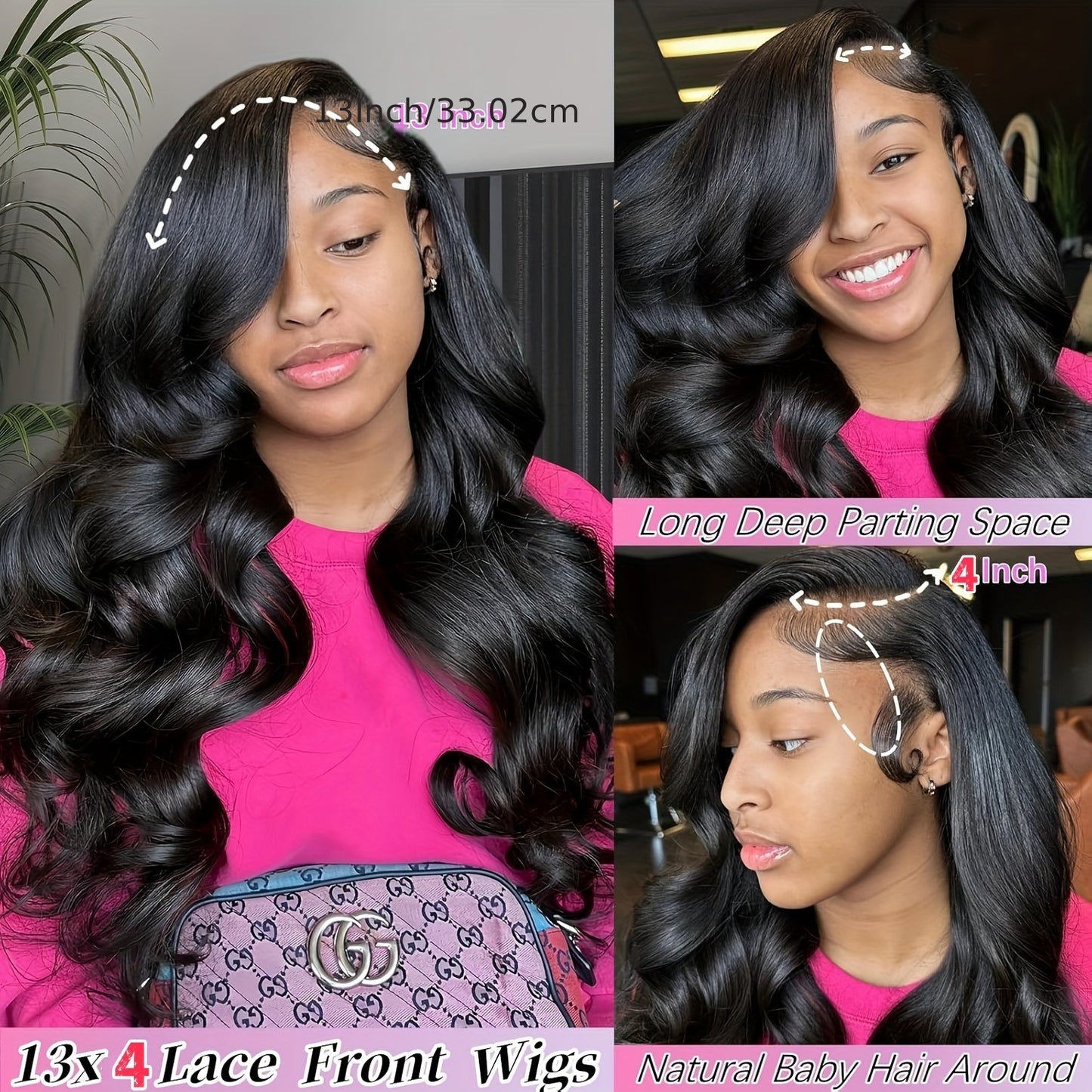 [HD Clear Front Lace Wig] HD 13 X 4 Inches Clear Front Lace TIMOPOL Wig Body Wave 20-32 Inches, Density 180, No Glue Wig to Wear And Go