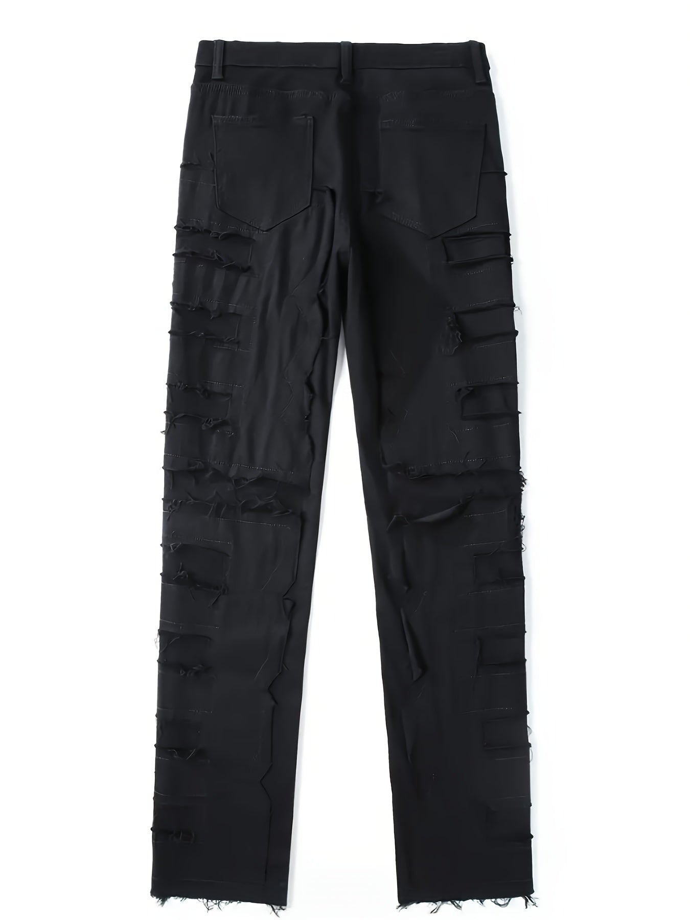 Men's Stretch Skinny Jeans - Slim-Fit Distressed Frayed Hem Pants, Mid-Rise Waist & Tapered Cuff, Non-See-Through All-Season Jeans for Everyday & Formal Outfits - Machine Washable Denim-Like Pants, Formal Outfit Jeans, Casual