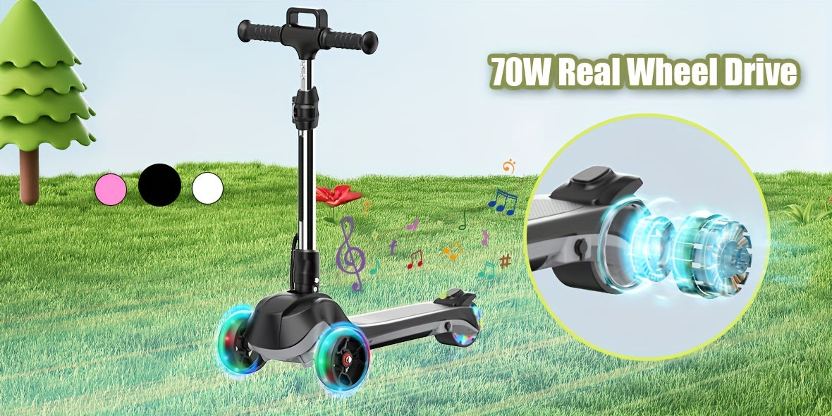 Best Seller- IK2 Electric Scooter for Youngsters 3-8, 70W Folding & 8KM/H Top E-Scooter, 30-60 Mins Ride Time, Colorful Glowing Wheels, Adjustable Height, 2025 New EScooter Gifts for Boys Girls