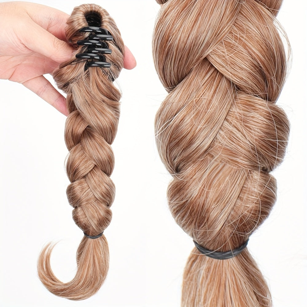 Women's Clip-In Ponytail - Easy-to-Style Synthetic Braided Hairstyle with Secure Clip, Natural Look Ponytail for Everyday, Parties, Formal Events - Available in Black, Gray, Blonde, Brown, Beige, Blonde, Dark Brown, Light Bro