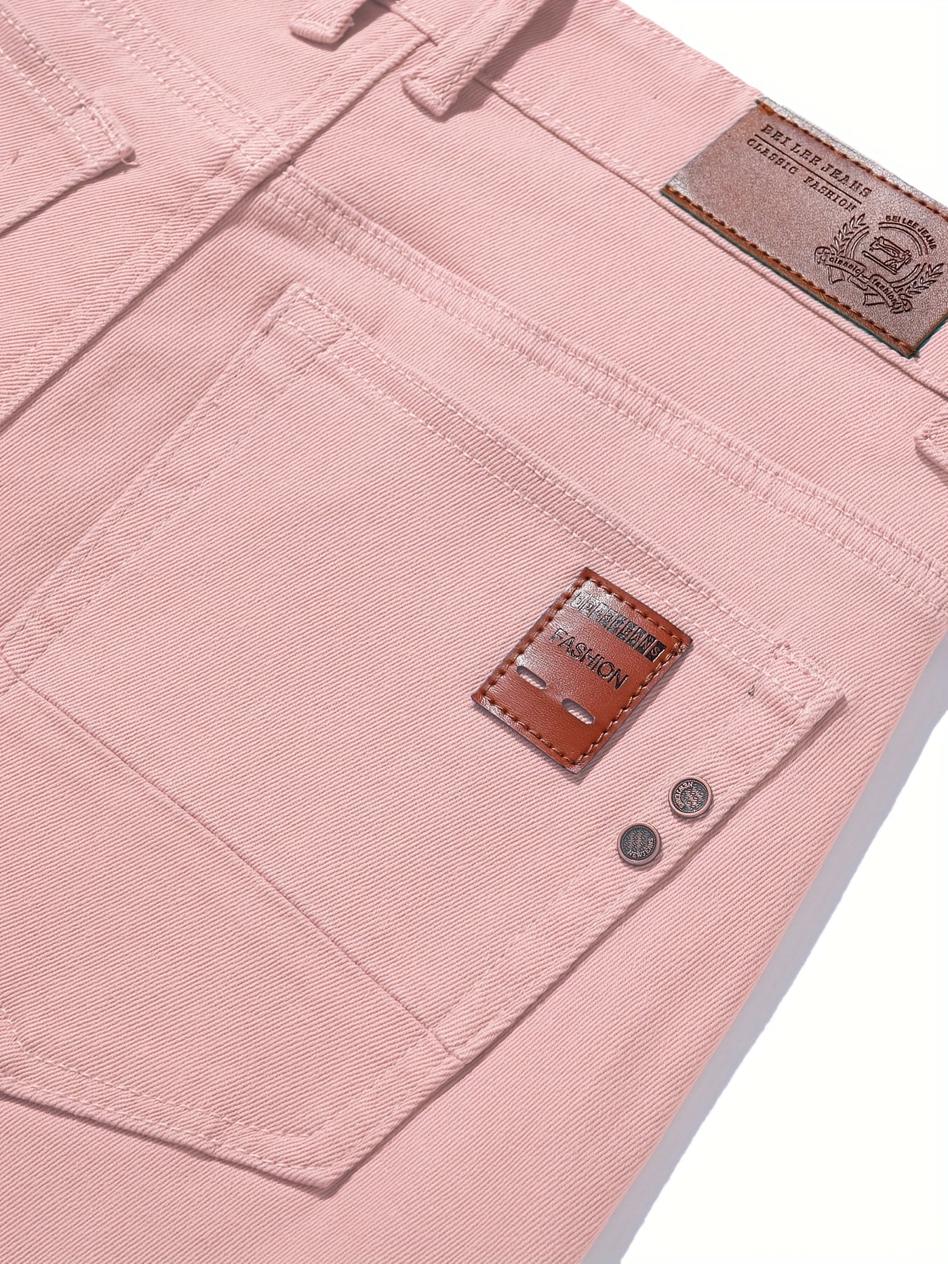 Men's All-Season Slim-Fit Straight-Leg Business Casual Faux Denim - Mid-Rise Beltless Design with Built-In Zipper Closure, Water-Washable Stretch Fabric, Multi-Color Options for Office, Semi-Formal & Casual Attire - Versatile