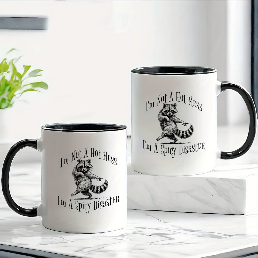 1pc 11 Ounce Ceramic Coffee Cup, Raccoon illustration with humorous text, Dishwasher Safe, Ceramic, Grandparents, Dad, The Best Mother's Day Gift for Mom, Birthday Gift
