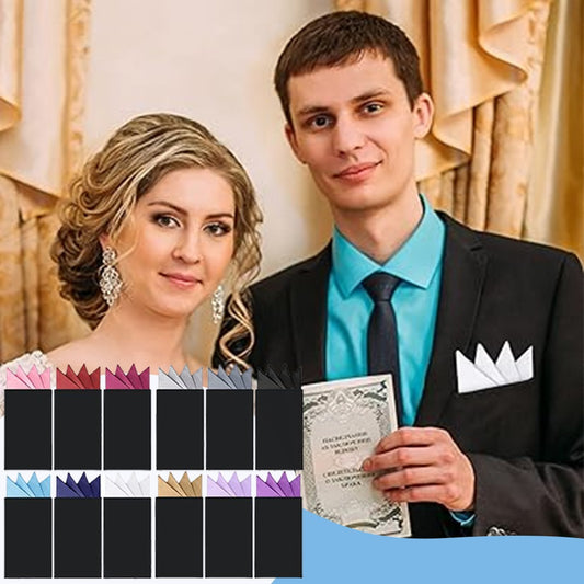12pcs Men's Elegant Pocket Squares - Pre-Folded, Soft Polyester Handkerchiefs in Assorted Colors for Suits & Formal Wear