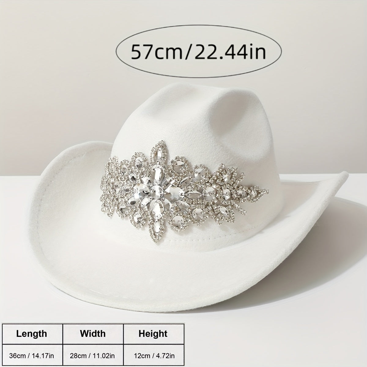 Women'S Luxurious Rhinestone-Embellished Brown Felt Cowboy Hat - Lightweight, Comfortable Jazz Fedora for Weddings, Parties, Western Events, Graduations, and Festivals, Western Event Accessory | Rhinestone Embellished Hat | L