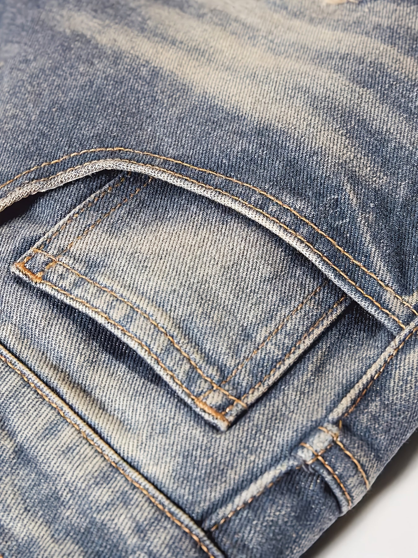 HME Men's Slim Fit Jeans - Stretch Denim Pants with Vintage Washed Look, Mid-Rise Waistband, Machine Washable All-Season Streetwear for Urban Fashion & Everyday Outfits - Non-See-Through Casual Jeans, Versatile Wardrobe Stapl