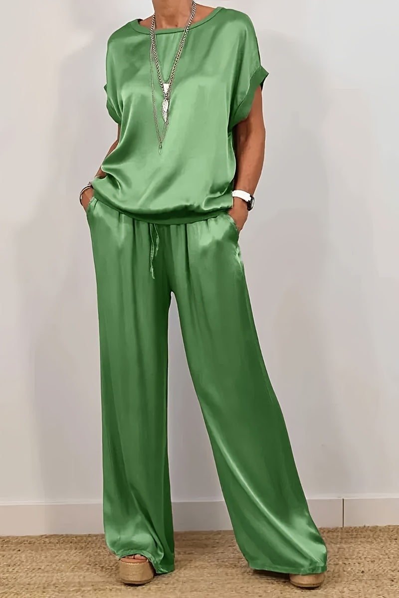 [Trendy Casual Set] Trendy Casual Set: Spring/Summer Loose Shirt & Wide Leg Pants