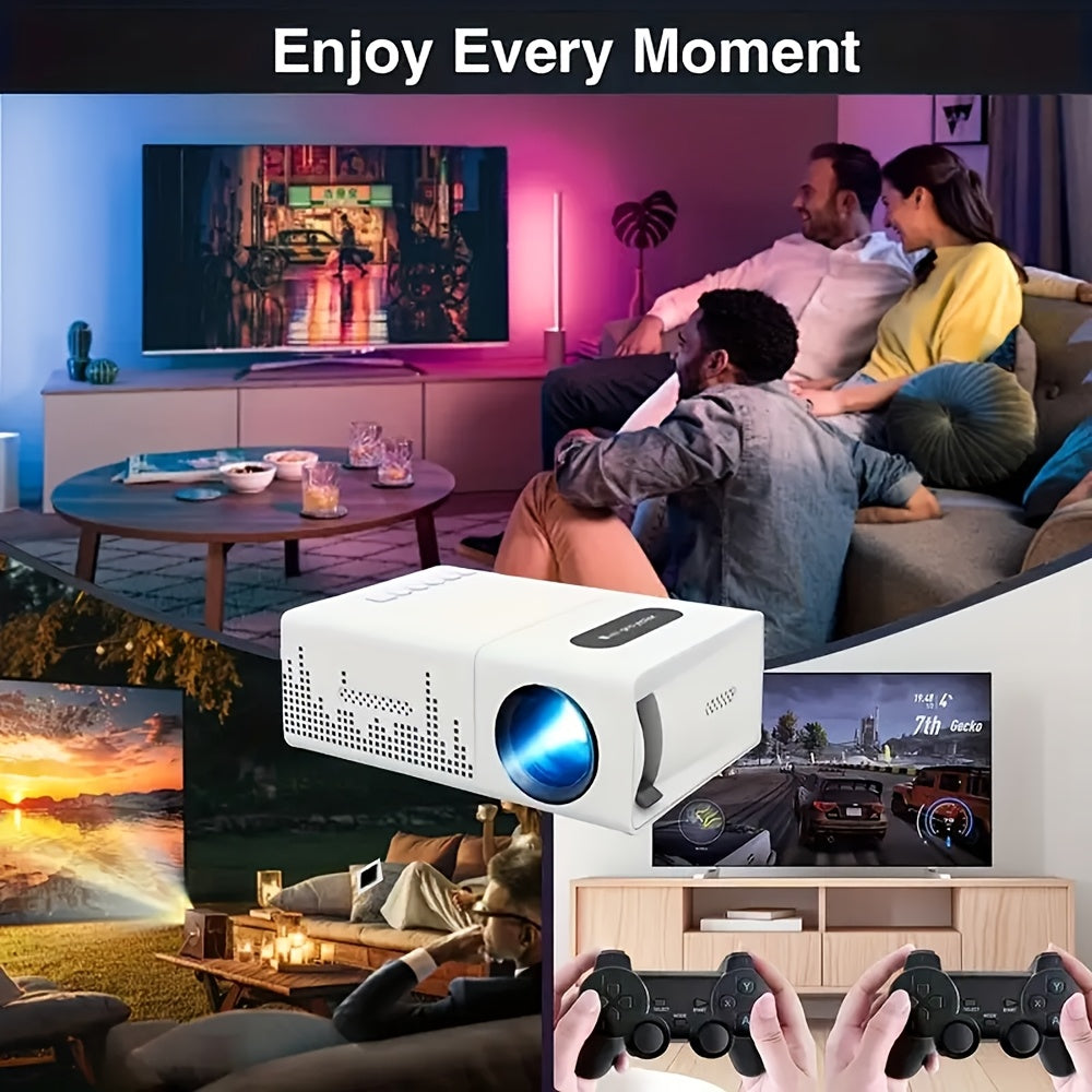 Mini Portable Projector LED | 3000+ Lumens | Built-in Audio And Remote Control | Support 1080P Video | Compatible With Multiple Device Interfaces | For Home Theater