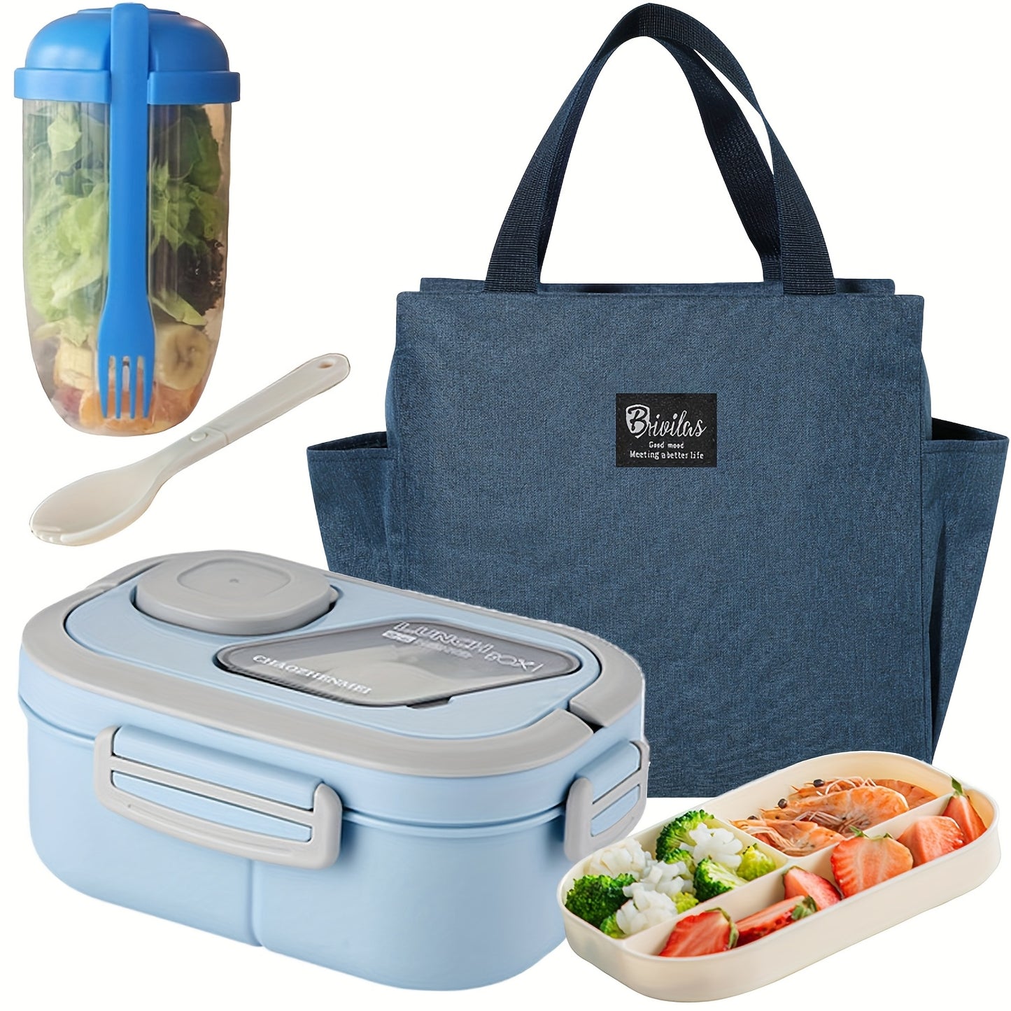 [Lunch Box Set/only Lunch Box][Local Warehouse]Halloween Gift-2-tier 6 Compartments Lunch Box Set. Bento Box For School, Office, Outdoor Picnic. |Food Storage Container|Kitchen Accessories|Bento Box With Lunch Bag|