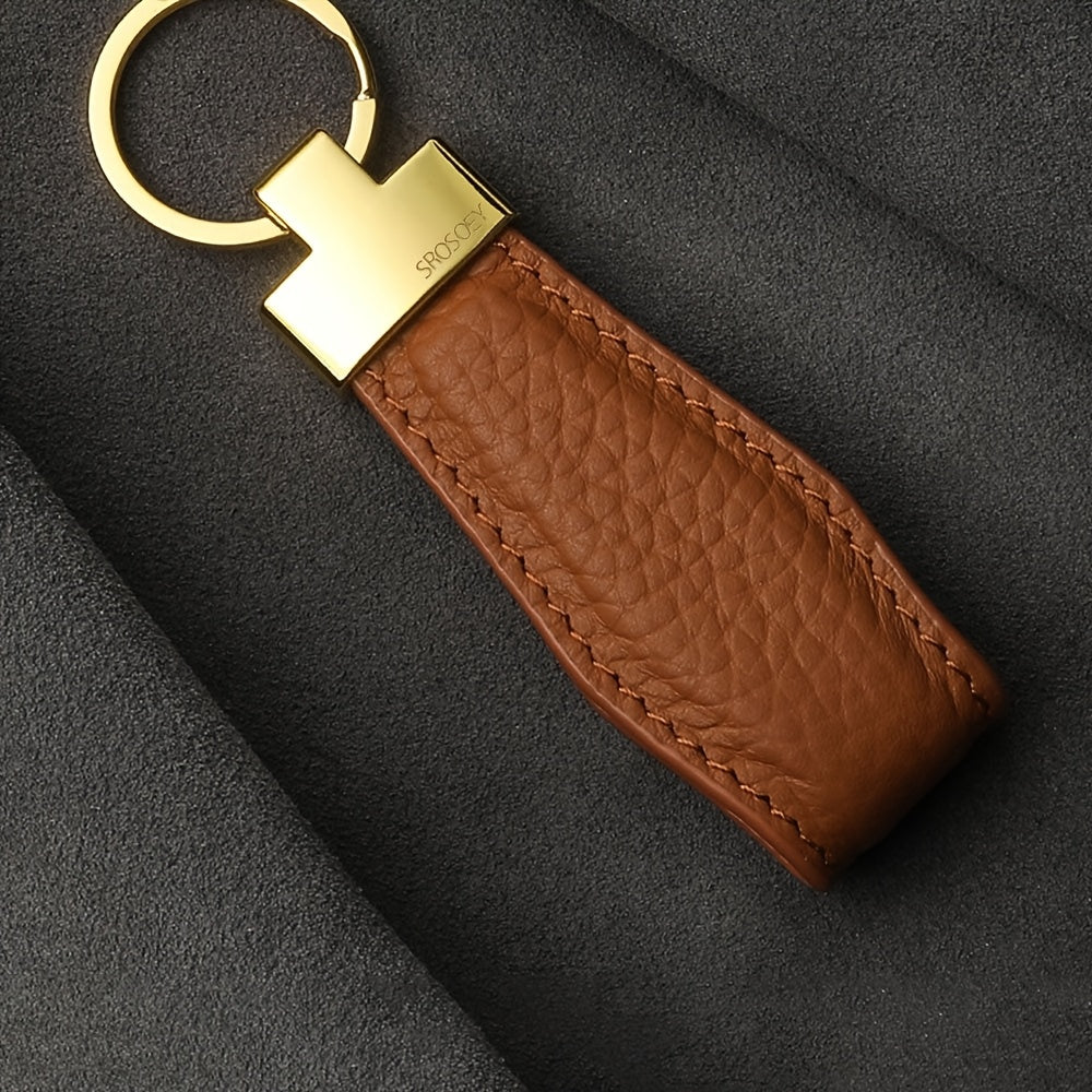 Personalized Engraved Initials Keychain - Custom Faux Leather Key Ring with Golden-Tone Climbing Hook, 4 Colors (Golden, Black, Brown, Tan) - Durable Minimalist Design for Men & Women - Valentine's Day, Christmas, New Year Gi