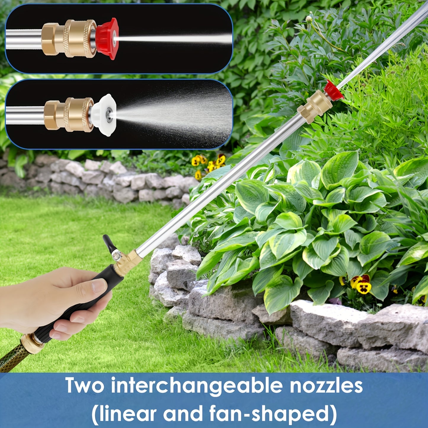 Heavy Duty Multifunctional 1pc High Pressure Cleaning Rod with 2 Hose Nozzles - Efficient Car And Yard Cleaning - Durable Aluminum Alloy Material, Multi-Functional Watering Tool, Compatible Most Hydro Jets, Garden Watering