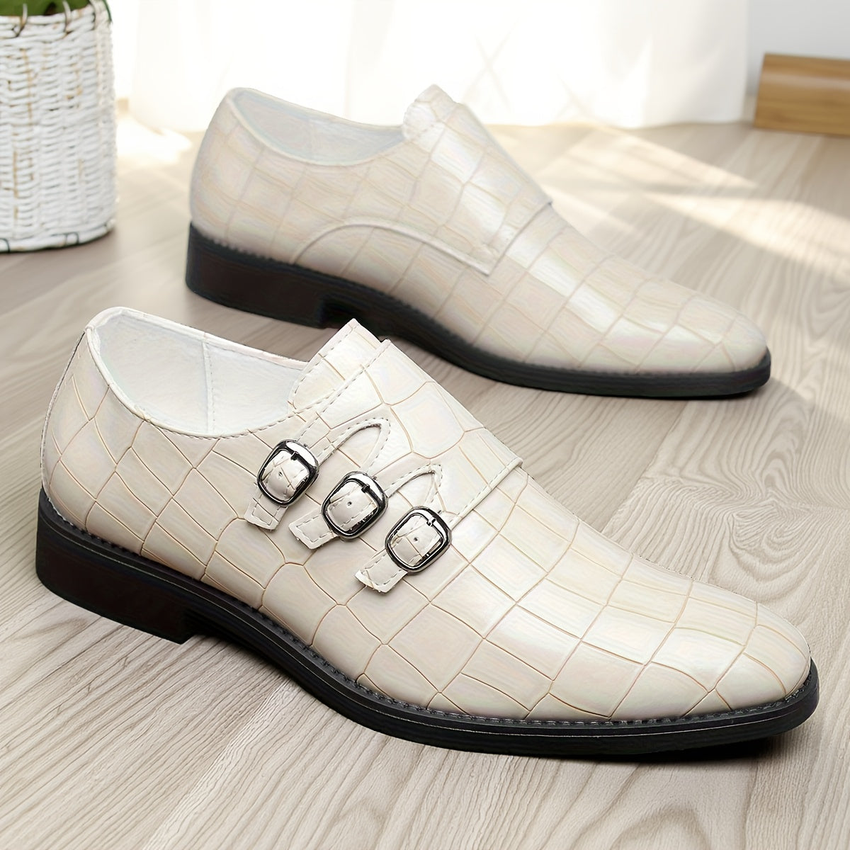 Men's Plus Size British Style High Quality Formal & Business Casual Shoes - Glossy Low-Top Lace-Up with Buckle Closure, Round Toe & Arch Support, Comfortable Cushioned Insole, Slip-Resistant Rubber Sole