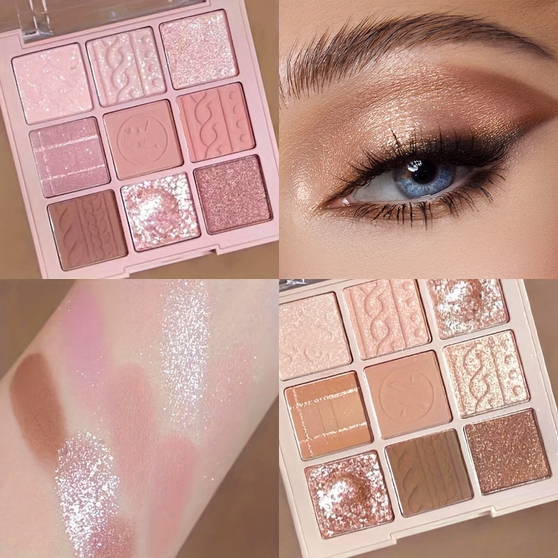 9-Color Chocolate Eyeshadow Palette - Fine Glitter, Long-Lasting, Shimmer & Matte Finishes, Pink & Brown Tones, Lightweight ≤3.38oz, 9-18 Shades Eyeshadow Set