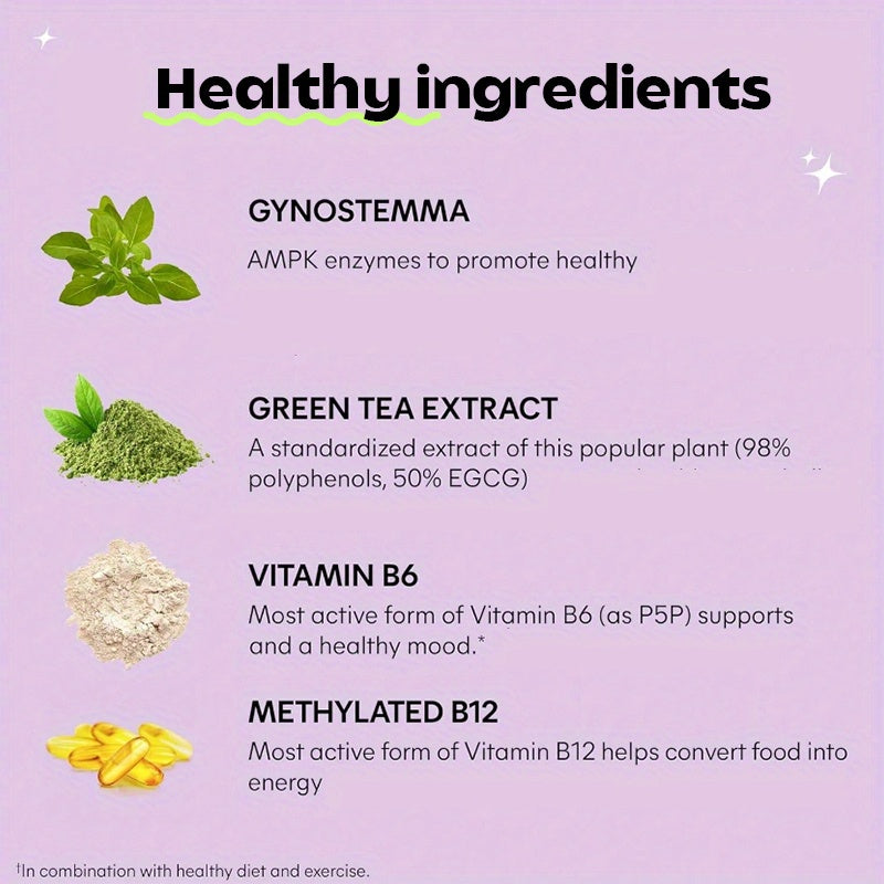 LEMME BURN Green Tea + Active B Vitamins Capsules | Support Healthy | Vitamins And Supplement | 60 Capsules Of Dietary Supplement, Women Probiotics, Local Warehouse, Faster Shipping, Shelf Life 2 Years, Sulphur-Dioxide-Free,