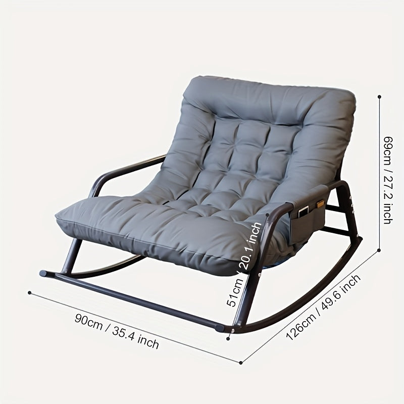 [Ergonomic Rocking Recliner] Ergonomic Big Size Rocking Recliner Chair - Upholstered Glider Rocker With Armrests - For Living Room, Outdoor