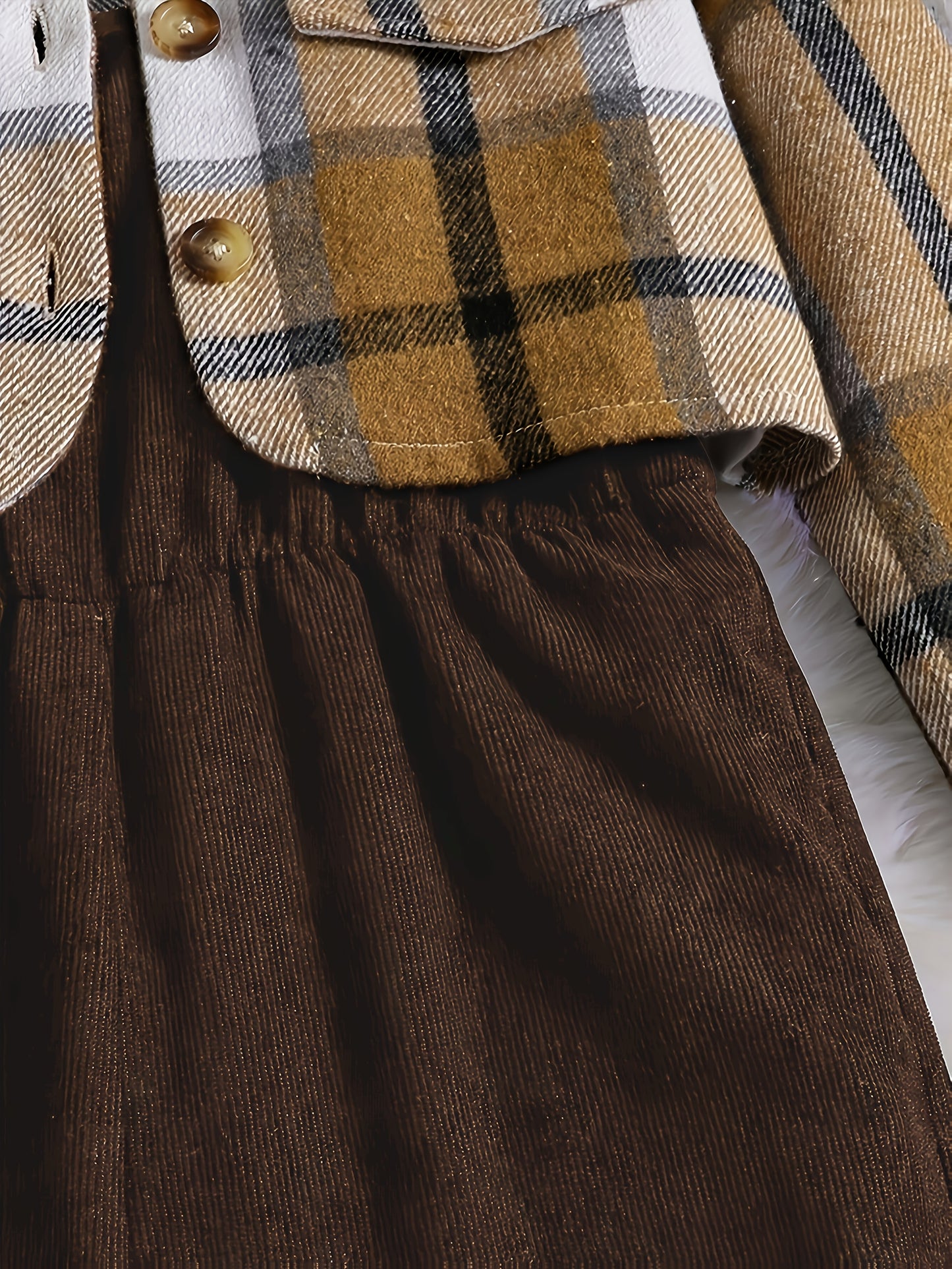 Solid Color Plaid Printed Button Top Pit Strip Suspender Leotard Set - New 25-year Elegant Vacation Style