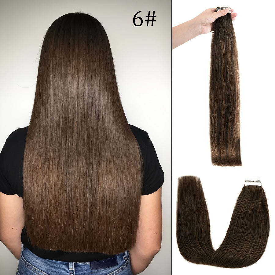 16pcs Vlasy Women's Natural Blonde Balayage Highlights Hair Extensions - Seamless Clip-In Straight Human Hair (12"-24" Lengths, Brown to Blonde Tones) - Easy Application & Damage-Free Removal, Natural Brown Base for Lighter S