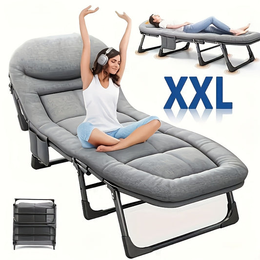 1-pack Courtyard Lounge Chair For Lunch Break Folding Bed Mattress All-in-one Single Artifact Simple And Portable Office Nap Multifunctional Lounge Chair A Must-have For Lazy People