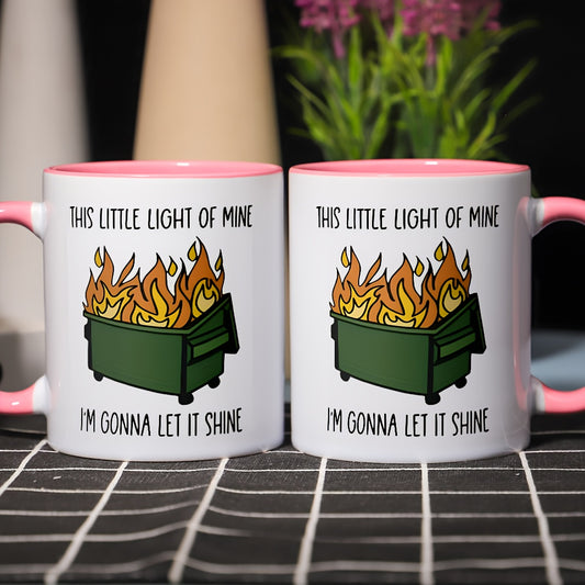 1pc, Vibrant Dumpster Fire Ceramic Coffee Cup - Fun, Quirky Coffee Mug for Coffee Lovers - 11oz, Brightly Colored, Dishwasher And Microwave Safe, Unique Gift Idea ( Black/ Pink)