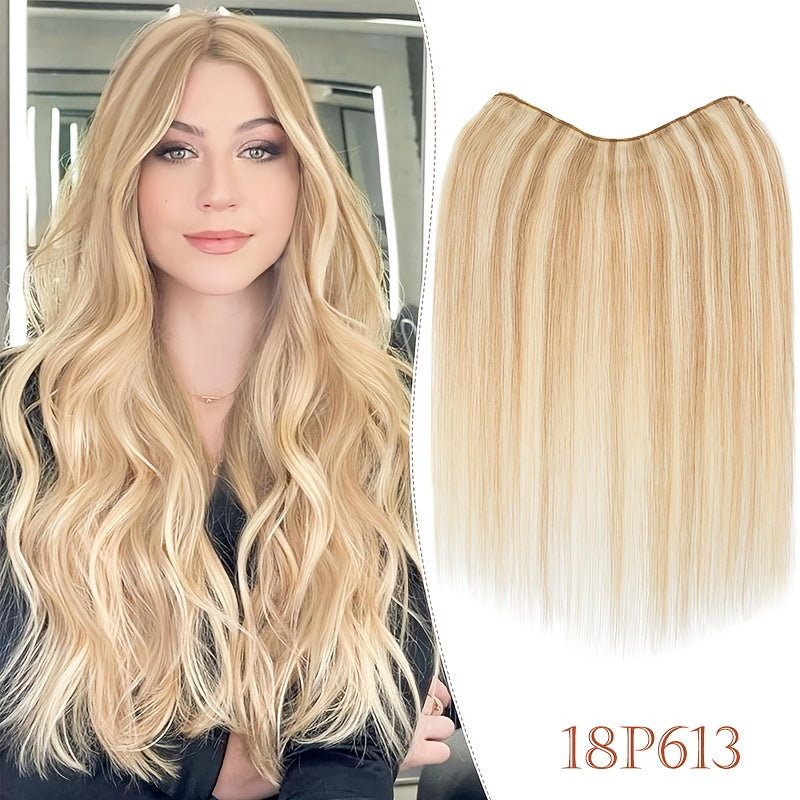 16-Inch Long Human Hair Clip In Extensions - Full Head V-Shaped Weft with 5 Clips, Natural Brown/Black/Blonde/Dark Brown/ Brown/Dirty Blonde/Chestnut Brown/Red Brown/White/Gray/ Auburn - Straight Hair Extension for Women, Bal