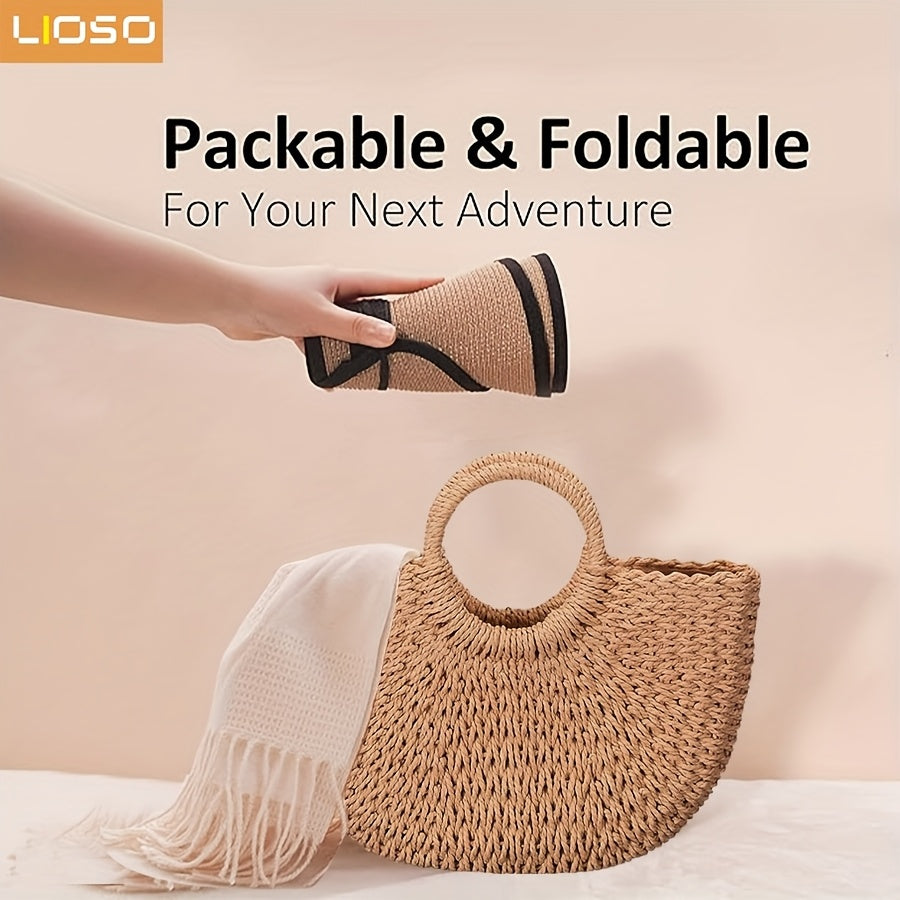 3pcs Women'S Beach Fashion Set, Sun Hat, Beach Hat, Beach Bag, Handbag, Earrings, Ear Jewelry, Women's, Suitable For Outdoor Beach Travel Scenarios.