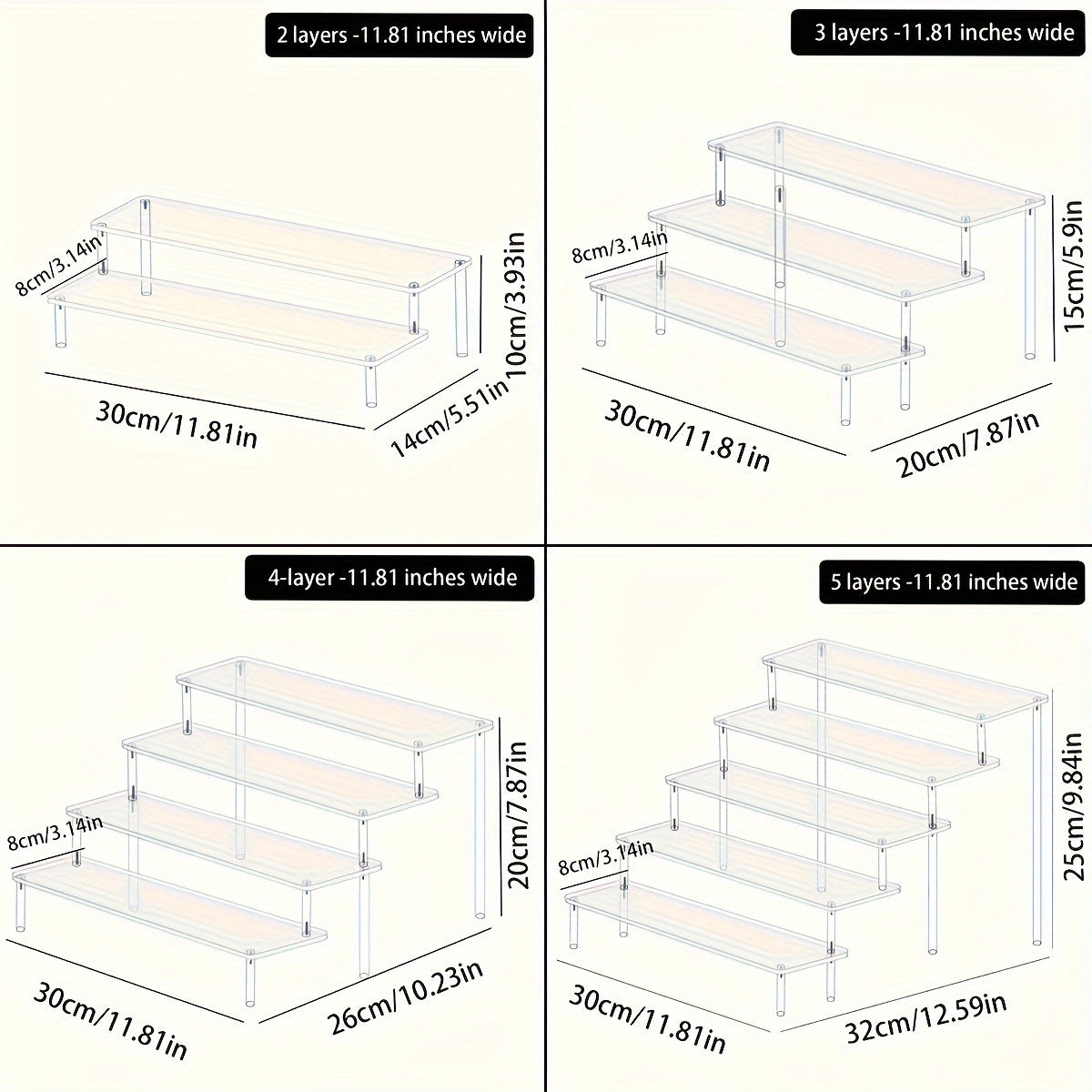 Transparent Multi-Layer Acrylic 1pc Cosmetic Organizer - Perfume Display Rack for Living Room, Bathroom, Bedroom - Reinforced Trapezoidal Storage Rack for Cosmetics and Beauty Tools