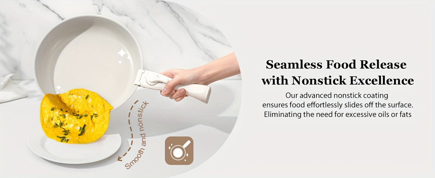 15 Pcs Pots and Pans Set, Non Stick Kitchen Cookware Set, Detachable Handle Nonstick Induction Cookware Cooking Sets with Removable Handle, Cookware Set, White