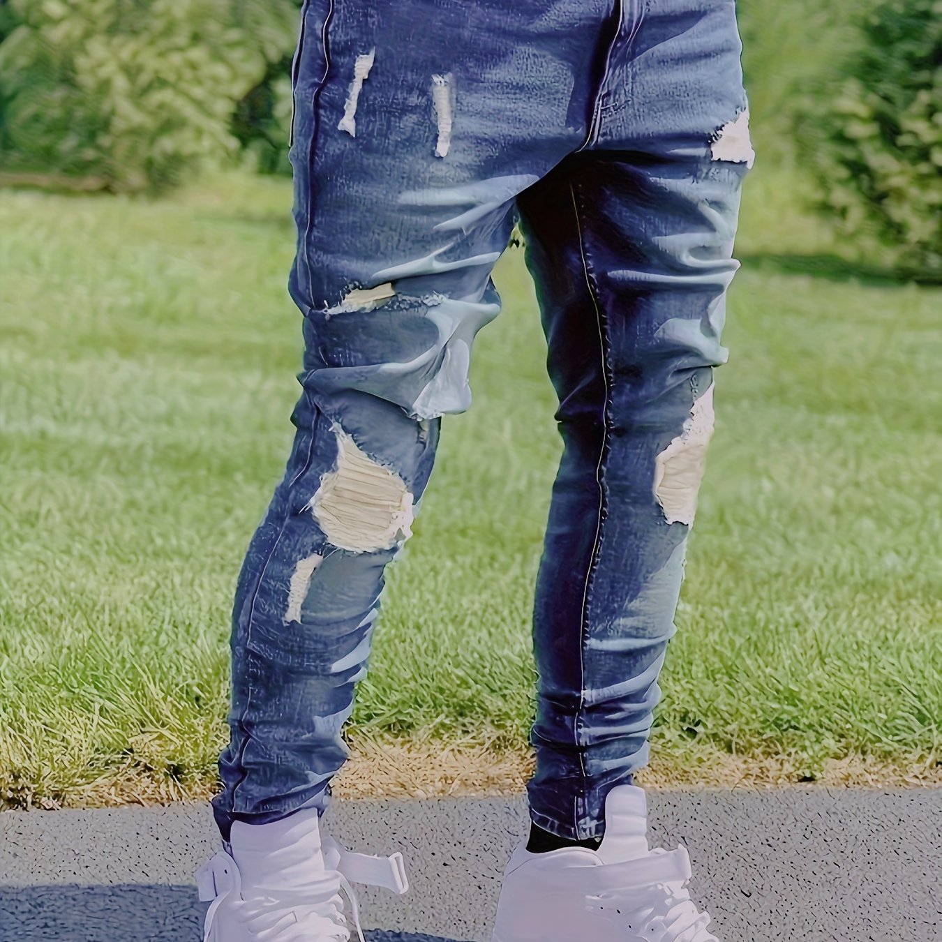 HME Men'S Slim-Fit Straight-Leg Denim Jeans - Mid-Rise Vintage Washed Blue, Stretch Comfort, YKK Zipper Closure, Breathable Rayon Blend, All-Season Casual & Business Wear, Slim Jeans, Midrise Denim, Designer Jeans, Comfortabl