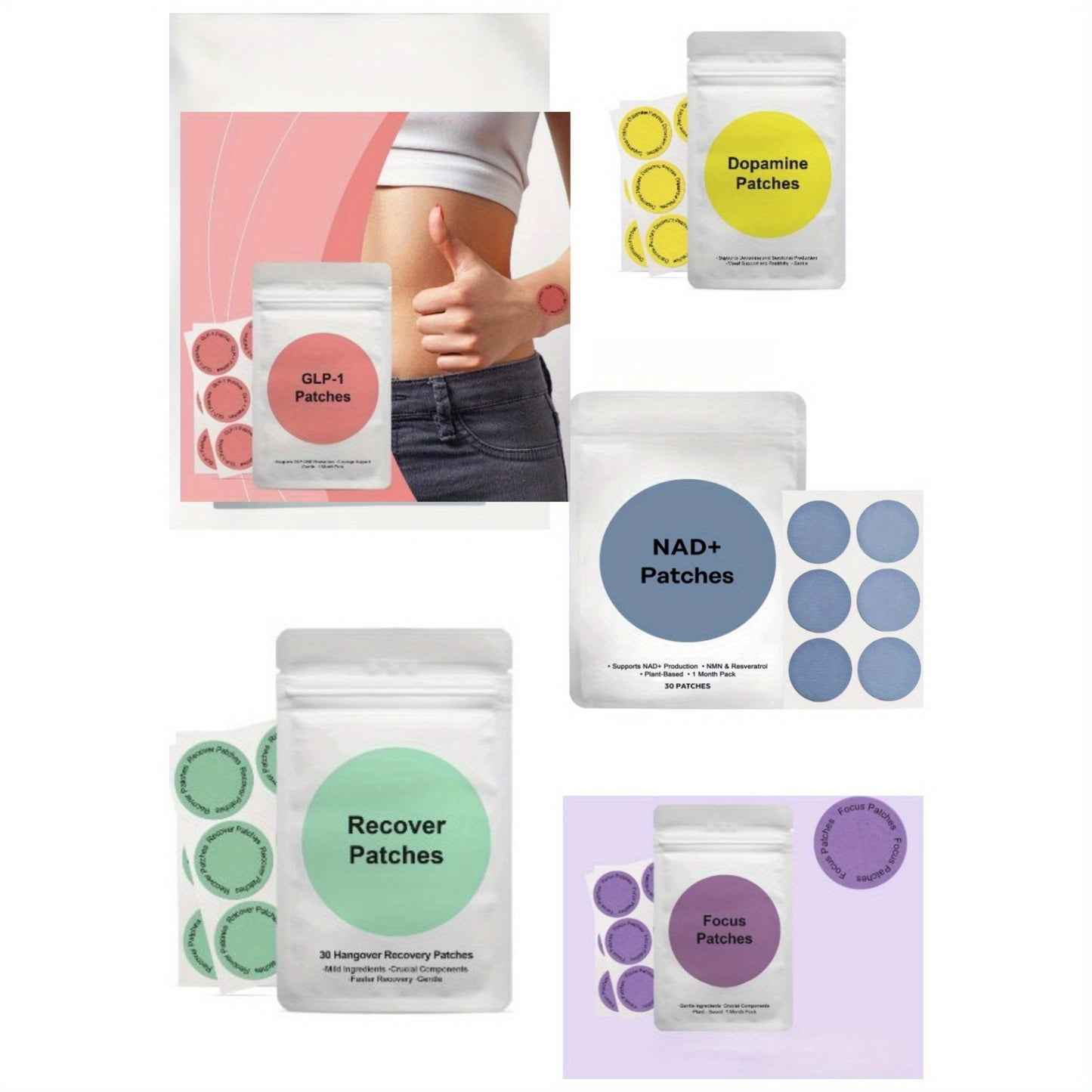 150pcs | 30pcs GLP-1 patch, supports NAD+| vegan | supplement, portable patch, fresh fragrance, ethical manufacturing, high-quality moxibustion patch