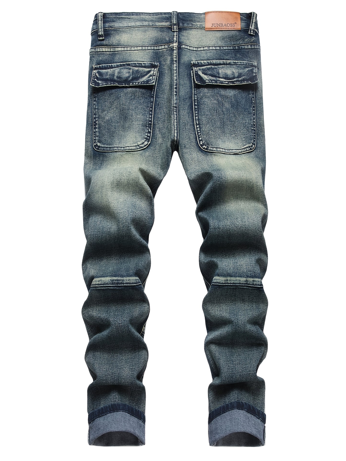 JUNBAOSS Men's Slim Fit Stretch Jeans - Stretch Skinny Jeans with Mid-Rise Waist, Straight Leg Non-Belt Loops, Stretch Denim Pants for Everyday & Formal Wear - All-Season Skinny Jeans for Men, Versatile Clothing, Comfortable