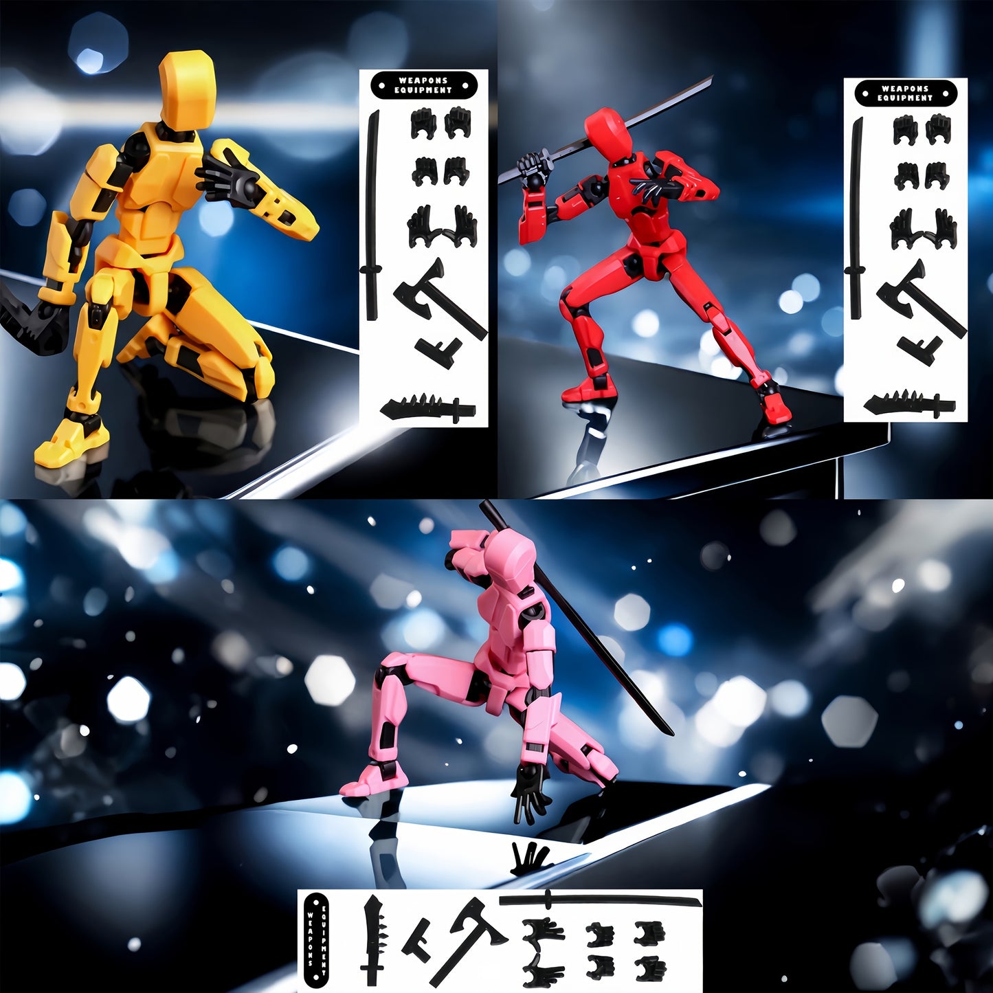 Poseable Action Figures Multi-Pack – 3 or 5 Figure Sets (Fixed Color Combinations)