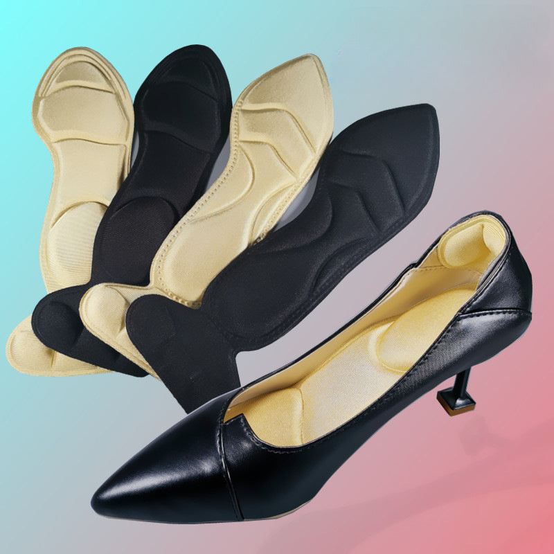 [Memory Foam Insoles] 4pcs Memory Foam Insoles | Breathable, Non-Slip, Ergonomic Design for All-Day Comfort, Comfort Footwear | Ergonomic Insoles | Memory Foam Insoles for High Heels, Flat Shoes & Boots - Black & Beige