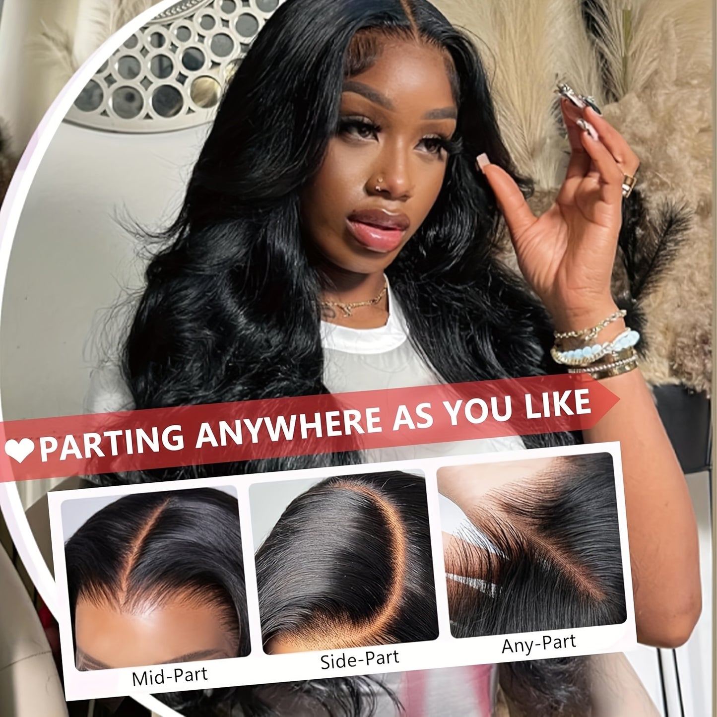 [HD Clear Front Lace Wig] HD 13 X 4 Inches Clear Front Lace TIMOPOL Wig Body Wave 20-32 Inches, Density 180, No Glue Wig to Wear And Go