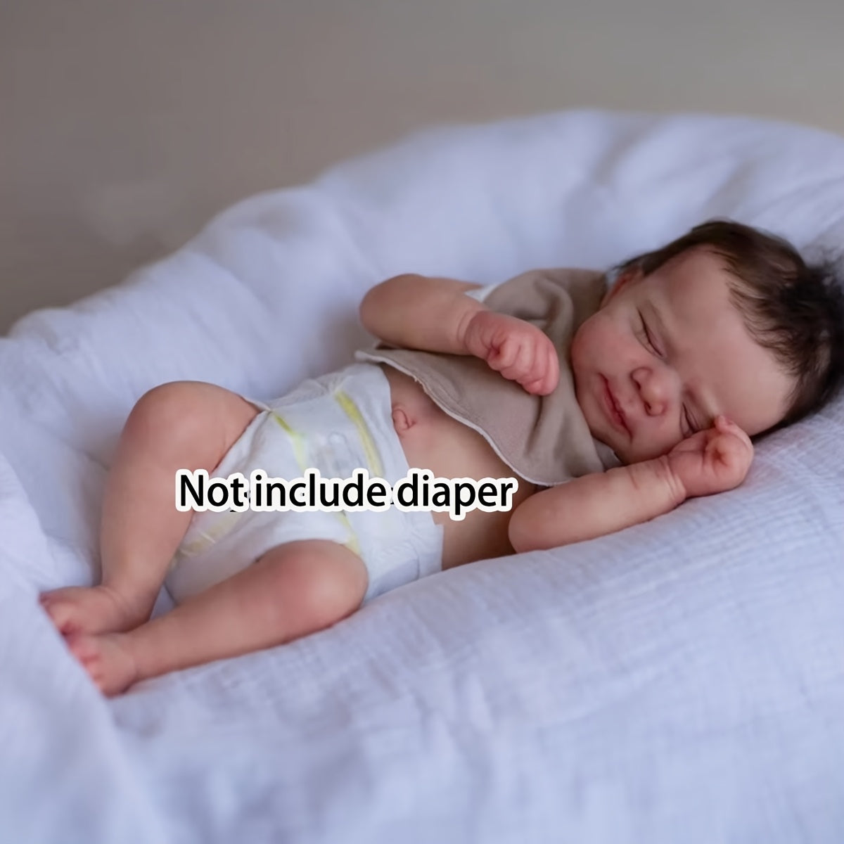 19" (48cm) Realistic Reborn Baby Doll with 3D-Painted Light Beige & Visible Veins - Soft Vinyl Lifelike Newborn Bebe Boy/Girl with Expressive Eyes, Closed Eyes & Closed Mouth - Safe Non-Toxic Material, Ideal Gift for Kids Age