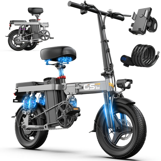 [UPlee Electric Bike] UPlee 48V 15AH Electric Bike - 20MPH 32Miles Commuting Ebikes - 740W Peak Brushless Motor, Lightweight 14'' Tires Folding Electric Bicycles with Battery Power Display