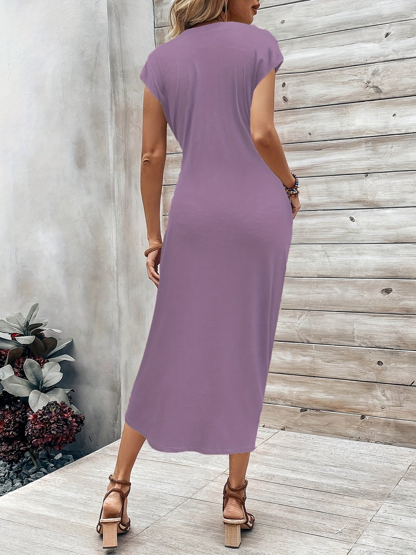 Women'S Elegant Navy Blue Bodycon Dress with Ruched Detail - Crew Neck, Short Sleeve, Polyester, Perfect for Spring/Summer/Fall, Casual Elegance | Ruched Design | Construction