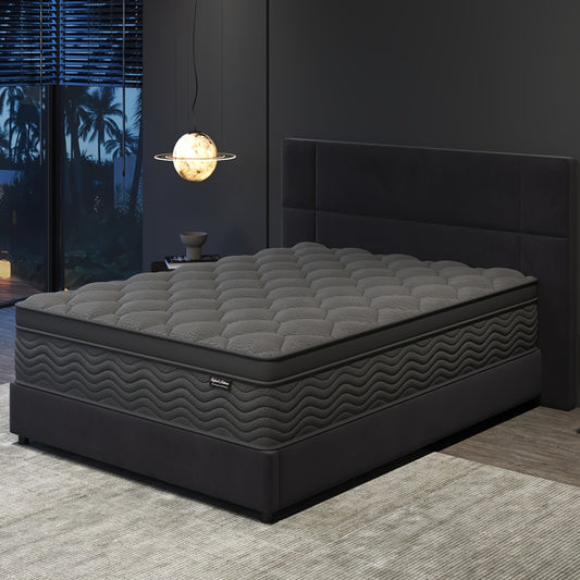 10/12 Inch Mattress Full Queen Size Memory Foam - Ergonomic Design, Medium Firm Hybrid Mattress, Luxurious Comfort With Pocket Springs, Grey Quilted Cover, Colchones Para Cama