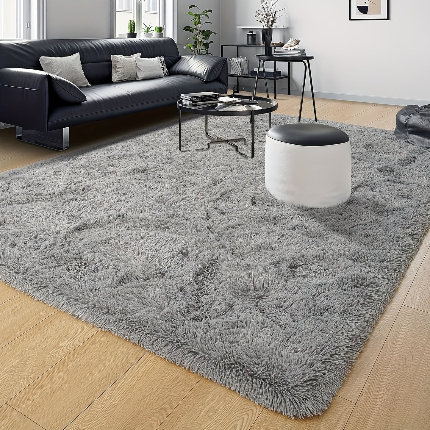 Ultra Soft Rug For Living Room, 5X8 Ft Grey Fluffy Shag Area Rug For Bedroom, Modern Shaggy Carpets Fuzzy Rug For Teens Dorm Nursery Home Decor Aesthetic, Upgrade Anti-Skid Durable